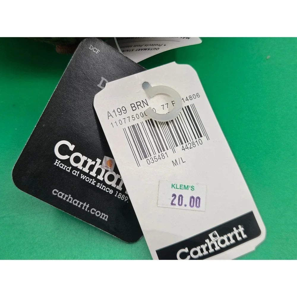 Carhartt A199 BRN Canvas Ear Flap Cap Brown Duck Workwear Hat M/L NWT NOS *Flaw*